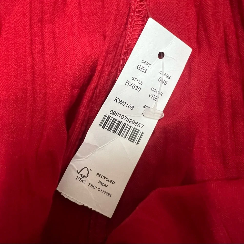J Crew Relaxed Beach Pants Womens Large Red Airy Gauze BX630 Travel Cover Up NEW - Picture 7 of 11